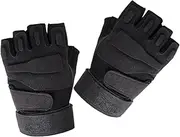 [ifundom] Men's Winter Sports Gloves Thermal Half Finger Gloves Breathable Shockproof Touchscreen Black for Cycling