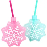 Pastel Snowflake Novelty Cup With Straw (1 Only)
