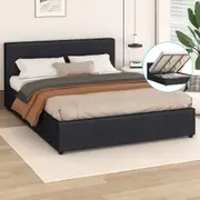 ALFORDSON Bed FrameGas Lift Storage Base Fabric Charcoal - King Size