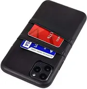 Dockem iPhone 11 Pro Max Wallet Case: Built-in Metal Plate for Magnetic Mounting & 2 Credit Card Holder Slots (6.5" Exec M2, Synthetic Leather, Black)