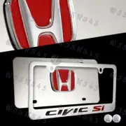 For HONDA CIVIC SI Stainless Steel License Plate Frame 3D + Caps - Front & Back (for: Honda Civic)
