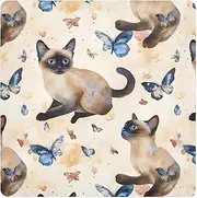ODAWA Magic Cosmetics Pouch 21.7 In, Cat Butterfly Beige Open Lay Flat Makeup Bag for Camera Lens