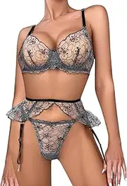 [Generic] Lingerie for Women Lace Women's Sexy Bud Leaf with Steel Ring Underwear Underwear Underwear Sexy Underwear Set Womens Lingerie Plus Size Leather