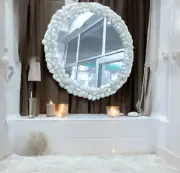 24" Elegant White Agate Mirror Luxurious Natural Stone Mirror for Modern Home
