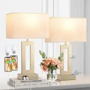 Bedroom Table Lamps Set of 2 - Touch Bedside Lamps with USB C+A, 3 Way Dimmab...