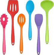 [Herogo] Kitchen Utensils Set, 6 Pieces Silicone Cooking Utensils Set, Baking Cooking Tools Spoon Turner for Non-Stick Cookware, Non Scratch & Heat Resistant, Dishwasher Safe (Multicolor)