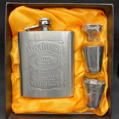 FLASK WHISKEY JACK DANIEL STAINLESS STEEL 7 OZ, FOR DRINKING ALCOHOL WINE NEW !!