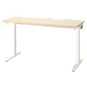 MITTZON desk, birch veneer/white, 140x60 cm