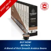 Grinders Crema Caffitaly Coffee Capsules, 80 Pack FREE SHIPPING AUS