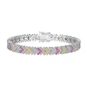 ANYCO Bracelet 16cm 925 Silver Colorful Tennis Twisted Open Box Clasp With Zircon 5A Jewelry for Women
