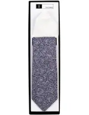 [Ferrari Formalwear] Tie & Hank Set in Grey Pattern