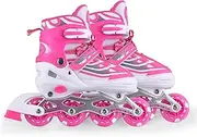 Adjustable Kids Inline Skates Light Up for Boys and Girls Beginner Friendly Eco-Friendly Breathable for Shoe Size 28-41