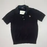 Paul Smith Polo Shirt Small Black Knit Mens Casual Short Sleeve Cotton