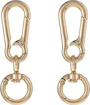 JJUNW 2 Pack Metal Spring Snap Hooks Clip, Car Keys Keychain, Swivel Clasp Clip, Double Opening Key Chain Clip with Key RingHeavy Duty Keychains Trigger Spring Swivel Buckles for Bags
