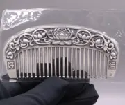 Pure S999 Fine Silver 999 Comb Lucky Blooming Lotus Hair Comb 59-60g 3.89in