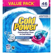 Cold Power Laundry Capsules Advanced Clean 46 pack