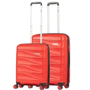 Delphin Wave Hardside 2 Piece Spinner Suitcase Set Medium & Cabin Red