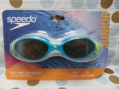 Speedo Junior Amp Mirrored Swim Goggles Ages 6-14 BLUE/GREEN