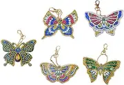 UTHCLO 5Pcs DIY Butterfly Diamond Keychain Sparkling Bag Pendant Unique Decor for Keys Backpacks School Bags Present for Christmas Birthdays