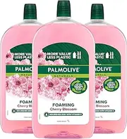 Palmolive Foaming Liquid Hand Wash Soap 3L (3 x 1L packs), Cherry Blossom Refill and Save, No Parabens Phthalates and Alcohol, Recyclable Bottle