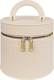 [Linkidea] Insulated Lunch Box, Round Hard Shell Lunch Storage Box with Hand Strap, Waterproof Tote Lunch Box Container for Adult, 20 oz Compatible with Crock Pot Electrical Lunch Box (White)