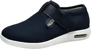 [WANGYUXIN] Diabetic Sandals Closed Toe,Summer and Autumn widening Elderly Shoes Casual Shoes, Easy to Put on and take Off, Adjustable Foot Swollen Shoes,1 Dark Blue,44