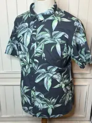 Short Sleeve NWT Quicksilver Hawaiian Shirt Men’s XXL Navy Blue Green Floral