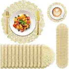 24 Pcs Round Pressed Vinyl Placemats Gold Placemat Coaster Set Metallic Place...
