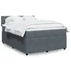 Box Spring Bed with Mattress Dark Grey Queen Velvet vidaXL