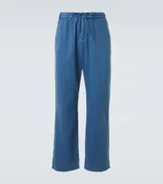 [Frescobol Carioca] Frescobol Carioca Rocha herringbone cotton twill wide-leg pants UK 34 blue