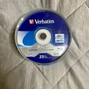 NEW Verbatim BD-R 25GB 6X Blu-ray Recordable Media Disc - 25 Pack Spindle