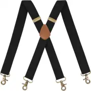 Suspenders Men Heavy Duty 4 Snap Hooks Adjustable Elastic Straps 1 X-Back