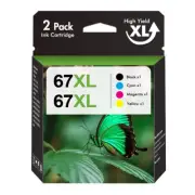 2PK 67XL Ink Cartridges Combo For HP DeskJet 2752 4152 Envy 6052 6055 6452 6458