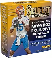 2023 Panini Select Draft Picks Football 6 Pack Mega Box with 48 Cards