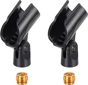 uxcell 2Pcs Microphone Clip U-Type Adjustable Mic Holder Flexible Wireless Mic Stand Adapter for Handheld Mics with Metal 5/8" Male to 3/8" Female Screw Adapter