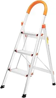 Aluminium 3 Step Ladder Household Folding Ladder with Wide Anti-Slip Pedal, Lightweight Sturdy Step Ladder, Convenient Handrail, Multi Purpose Portable Step Stool