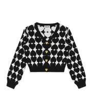 heart embroidery cardigan 10Y Black
