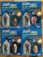 4x Star Trek Next Generation 3.75" Action Figures! Galoob - New and Sealed! 1988