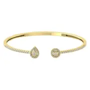 10K Yellow Gold Diamond Open Cuff Bangle Bracelet for Women 3/4 Cttw, 7", 6.98g
