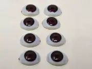 4 Pair VTG Zims 9mm Iris Realistic Brown Oval Plastic Human Dolly Eyes Crafts