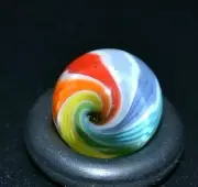 BRYAN TRILLAS GLASS MARBLE/.428" PEEWEE-TRANS. RAINBOW CORKSCREW BLACKLIGHT-FAST