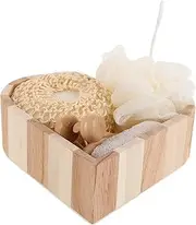 WOFASHPURET 1 Set Spa Heart Shape Box Bathing Skin Cleaning Kit with Shower Scrubbing Brush Foaming Bath Gloves and Exfoliating Scrubber for Relaxation and Personal Care