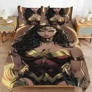 v2579 Bed Sheets Bedding Wonder Woman Bedding Sets Ultra Soft Skin-Friendly Duvet Cover 3 Piece, Cute Comforter Cover Bed Set for Boys Girls Kids ( 1