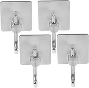 4pcs Wall Hooks Sticky Towel Hangers Self Adhesive Towel Robe Hook Rack Adhesive Towel Hooks Sticky Hanger for Kitchen Coat Hanger Office Hook up Stainless Steel