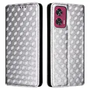 For Motorola Edge 50 Fusion Wallet Case Closing Phone Leather Cover - Silver