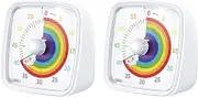 Binxind 2X 60-Minute Visual Timer with Night Light,Countdown Timer,Pomodoro Timer with Rainbow Pattern for Kids and Adults White