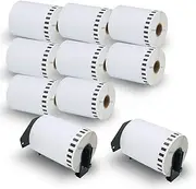 BETCKEY - Compatible DK-2243 Continuous 4" x 100' Replacement Labels,Compatible with Brother QL Label Printers [10 Rolls + 2 Refillable Cartridge Frame]