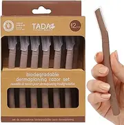 TADA BEAUTY Biodegradable Wheat Straw Disposable Razors for Women – 12 Pack, Single-Color, Safety Cap – Facial & Eyebrow Razors for Unwanted Hair, Beauty Tools & Accessories(Brown)