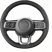Hand-Stitched Car Steering Wheel Cover Wrap,for Jeep Wrangler JL Gladiator JT 2018-2021,Genuine Leather Steering Wheel Protector Accessories