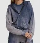 $215 Cotton Citizen Women's Blue Tie Dye Half Zip Cropped Hoodie Size Small